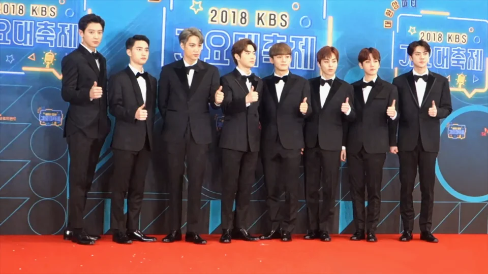 EXO at KBS Gayo Daejun, 2018. This photograph shows the members present at that event.