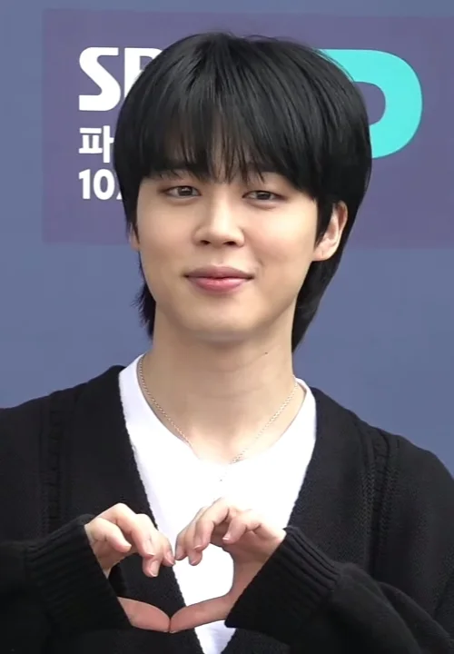 Jimin arriving for SBS Radio, 2023.